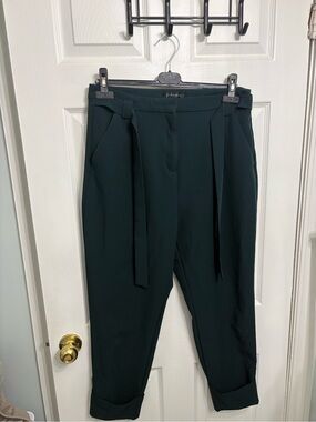 Dynamite Dark Green Paperbag Waist Trousers with Self-Tie